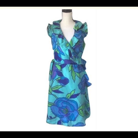 kate spade Dresses & Skirts - Kate Spade Turquoise Floral Wrap Dress / Size 8
